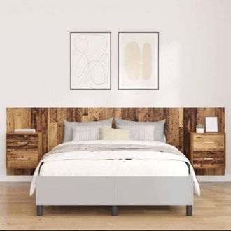 vidaXL vidaXL Testata con Comodino 3 pcs Legno vecchio Legno multistrato