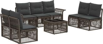 vidaXL Conjunto De Sof&aacute;s De Jard&iacute;n 8 Uds. Gris Rat&aacute;n Sint&eacute;tico Vidaxl