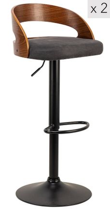 Nordlys Set of 2 Industrial Metal Wood Bar Stools in Black