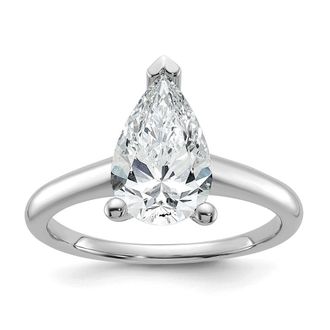 Diamond2Deal 14k White Gold 2 Ct Lab Grown Diamond Pear Solitare Engagement Ring