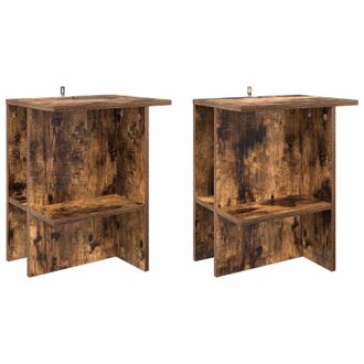 vidaXL Mesa De Caf&eacute; 2 Pcs Roble Ahumado 40 X 30 X 49 Cm Vidaxl