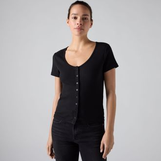 Levi's Austen Button Up Short Sleeve Top - Womens - XL - Black