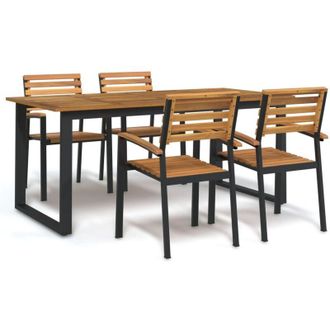 vidaXL Juego De Comedor De Jard&iacute;n 5 Pzas Madera Maciza Acacia Y Metal Vidaxl