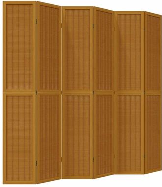 vidaXL vidaXL Room Divider 6 Panels Brown Solid Wood Paulownia
