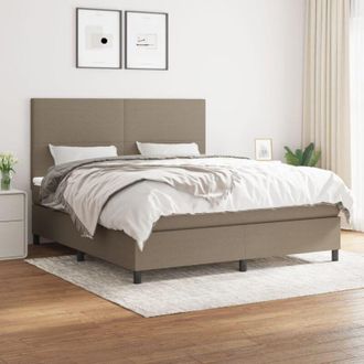 vidaXL Cama Box Spring Con Colch&oacute;n Tela Gris Taupe 160x200 Cm Vidaxl
