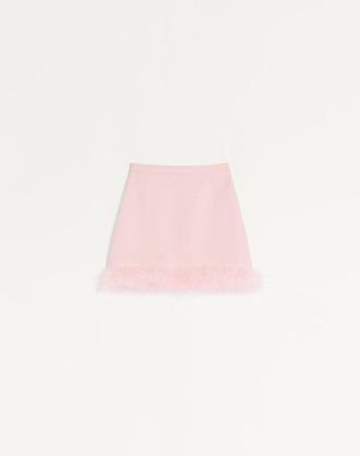 Valentino Short Crepe Couture Skirt with Feathers Wo