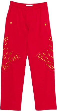 Kiko Kostadinov x Fox Lab perforated fleece jogger - Red