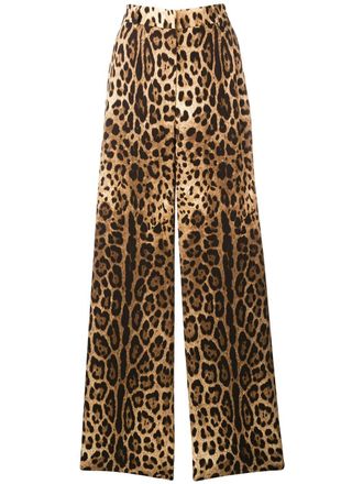 Dolce & Gabbana leopard-print flared trousers - women - Spandex/Elastane/Viscose - 40 - Brown