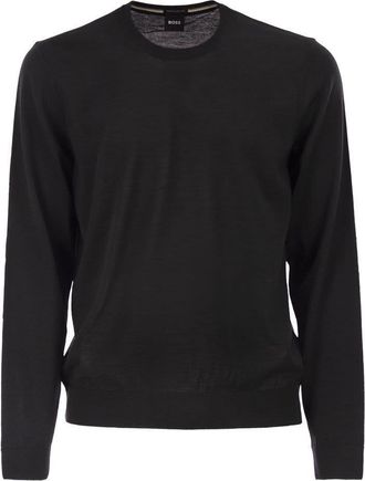 HUGO BOSS Slim Fit Crew Neck Jumper In Merino Wool