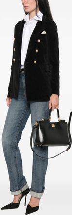 Circolo 1901 Double-Breasted Velvet Blazer - Black