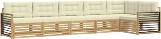 vidaXL Conjunto De Sof&aacute;s De Exterior 6 Uds. Blanco Y Crema Poli&eacute;ster Vidaxl