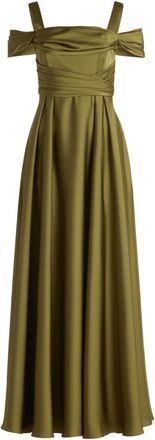 Vera Mont Kleedjes, Dames, Groen, 2Xl, Elegante Off-Shoulder Avondjurk