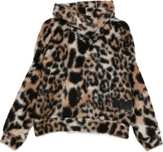 GCDS Dierenprint capuchontrui - Dames - Hoodies - Bruin - XS - Wol - Hoodies & sweatvesten
