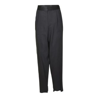 Giorgio Armani Wide Trousers, male, Black, Size: XL Satin Trim Trousers
