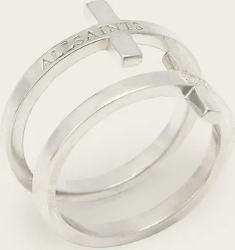 AllSaints Gabe Sterling Silver Cross Rings