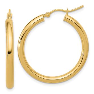 Diamond2Deal 10K Yellow Gold Round Hinged Hoop Earrings