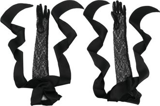 DAVID KOMA lace elbow-length gloves - women - Viscose/Nylon - M - Black