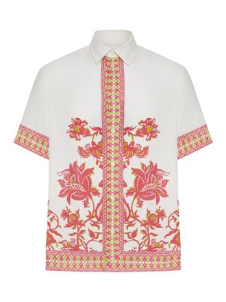 Etro OVERSIZED LINEN SHIRT WITH PLACED FLORAL PRINT - Etro - Man