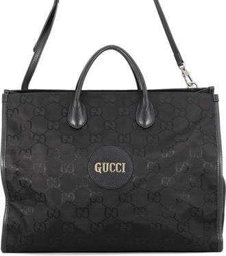 Gucci Black Nylon Leather Shoulder Bag Tote Bag (Pre-Owned)