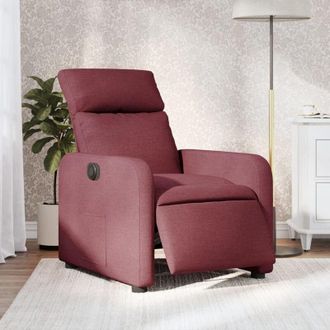 vidaXL Sill&oacute;n Reclinable El&eacute;ctrico Tela Rojo Tinto Vidaxl