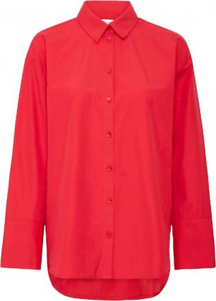 b.young Womens Button Down Long Shirt In Barbados Cherry