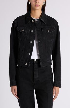 Bottega Veneta Intrecciato Collar Denim Jacket in Black at Nordstrom, Size 4 Us