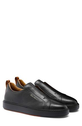 Santoni Victory Laceless Slip-On Sneaker in Black at Nordstrom, Size 11.5