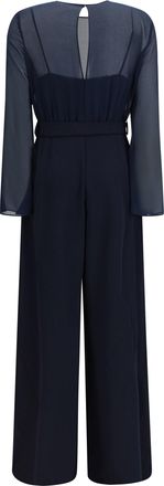 P.A.R.O.S.H. Womens Cady And Chiffon Jumpsuit Blu Polyester Jumpsuits Dress