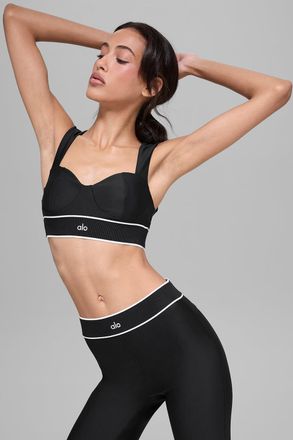 Alo | Airlift Alignment Bra in Black/White, Size: Medium
