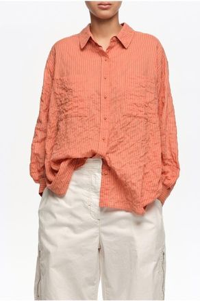 Bimba & Lola Embossed Cotton Shirt in Orange at Nordstrom, Size X-Small Eu