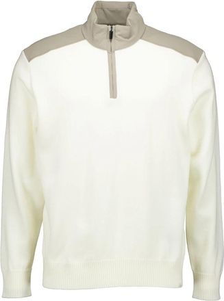 Paul & Shark Trui met Halve Rits - Heren - V-hals truien - Wit - XL - Wol - Truien & Vesten