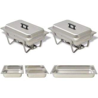 vidaXL Set Calentador De Comida Para Buffet 2 Piezas Acero Inoxidable Vidaxl
