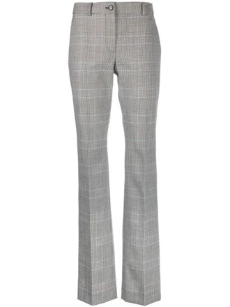 Moschino checked straight-leg trousers - women - Polyester/Elastane/Acetate/Virgin Wool/Cupro - 46 - Black