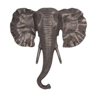 The Libra Company Kariba Elephant Wall Art - Aluminium - L11xW37xH39 cm - Antique Gold