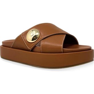Shushop Katie Platform Slide Sandal in Camel at Nordstrom, Size 6.5