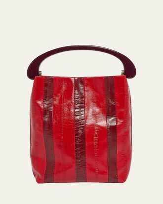 Dries Van Noten Striped Leather Top-Handle Bag