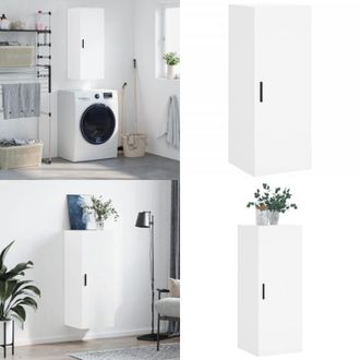 vidaXL Mobile a Parete Bianco 34,5x34x90 cm - Armadietto a muro - Armadietto in legno