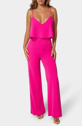 Bebe Ruffle Overlay Wide Leg Jumpsuit in Fuchsia at Nordstrom Rack, Size X-Small