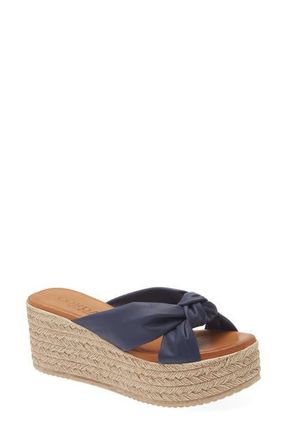 Cordani Brenda Platform Espadrille Sandal in Navy Leather at Nordstrom, Size 5.5Us