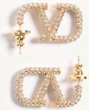 Valentino Garavani Orecchini VLogo Signature In Metallo E Cristalli Swarovski Donna ORO/CRYSTAL UNI