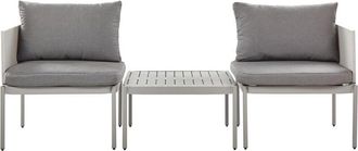 Beliani Conjunto De Sala De Estar 2 Plazas Modular De Metal Gris Claro Sof&aacute;s Cojines Mesa Terracina