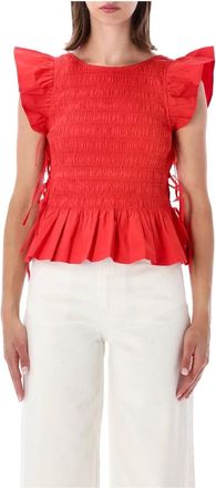 Ganni Mujer, Blusas y Camisas, Rojo, Talla: S