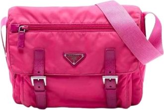 Prada Pre-owned Cross Body Bags, female, Pink, Size: ONE SIZE Pre-owned Nylon Crossbody Bag