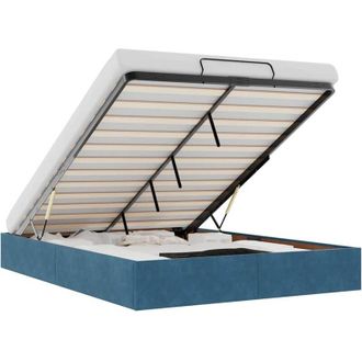 vidaXL Estructura De Cama Otomana Sin Colch&oacute;n Azul Oscuro 140x200 Cm Vidaxl