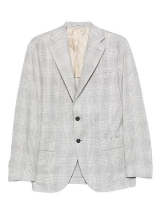 Eleventy checked single-breasted blazer - men - Cashmere/Silk/Viscose - 56 - Grey