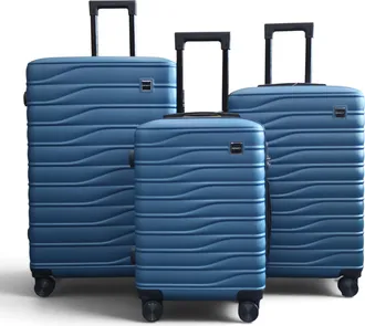Infinity Leather Hardshell blauwe 8-wielige bagagekoffer Tas Koffer - Voyage
