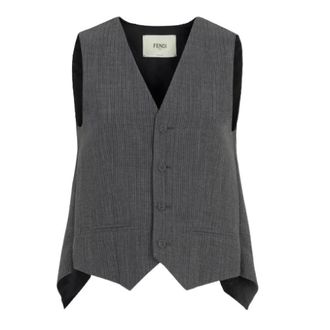 Fendi Gedekonstrueerd Pinstripe Wol Gilet - Dames - Jassen - Grijs - Maat: S Wol