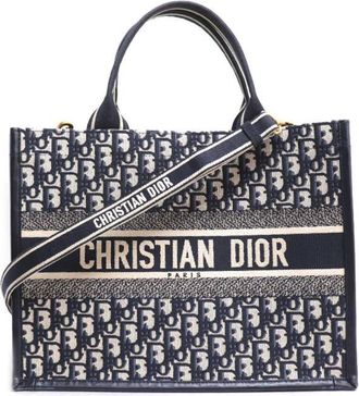 Dior Navy Cotton Leather Tote Bag (Pre-Owned)