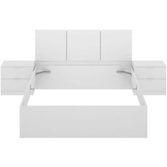 Dmora Cama Doble Cuel, Sommier Para Dormitorio, Estructura De Cama Por Habitaci&oacute;n, Estructura Del Sostenedor Del Colch&oacute;n, 259x195 H96 Cm, Blanco - Dmora