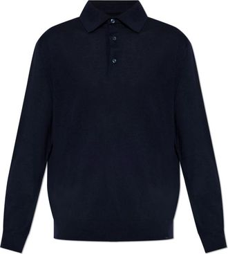 Paul & Shark Wollen polo met lange mouwen - Heren - V-hals truien - Blauw - S - Wol - Truien & Vesten